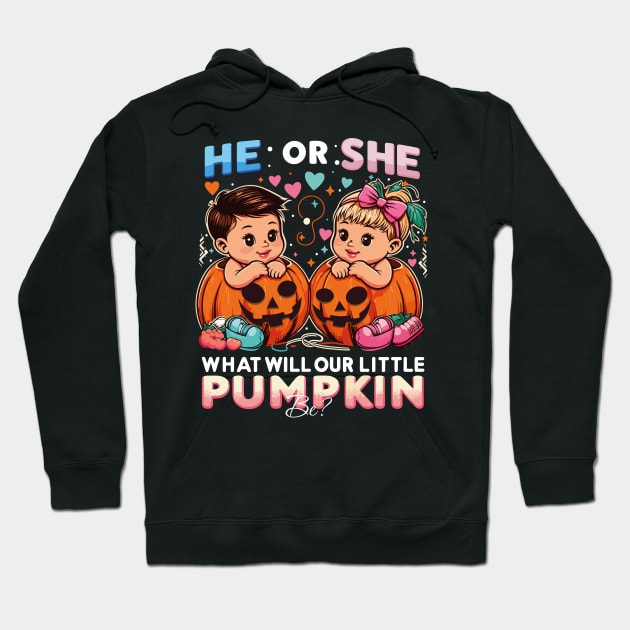 Anticipation Awaits: What Will Our Little Pumpkin Be – He or She? Hoodie by Meryarts